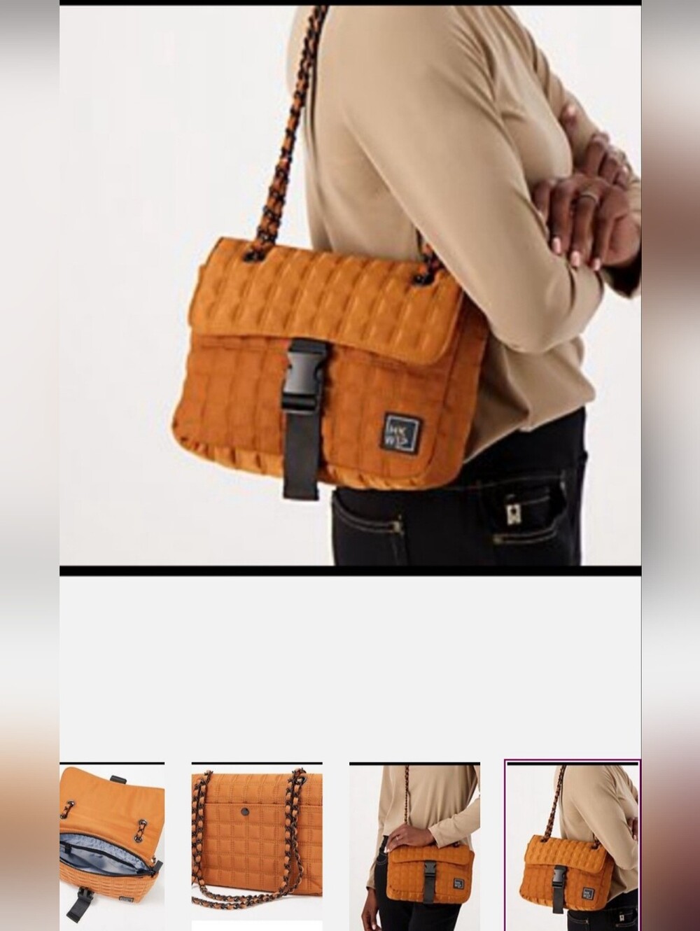 NEW Never Used lHKWIP Quilted Convertible Chain Shoulder Bag